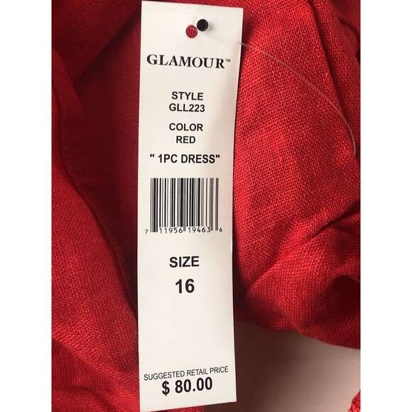 Glamour Short Bell Sleeve Crochet Embellishment Red Dress Size 18 NWT - Picture 8 of 11